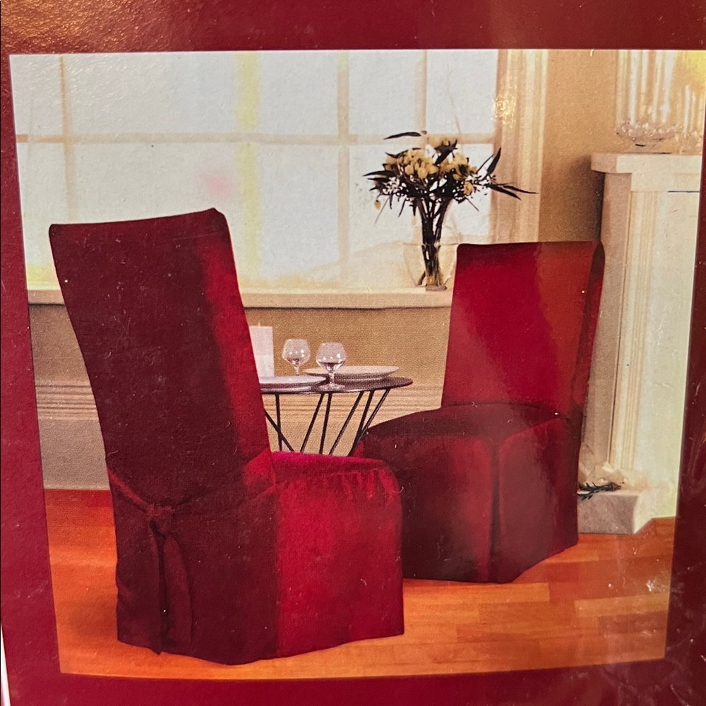 New St Nicholas Square set of FOUR Red Dining Room Chair Covers up to 42” tall